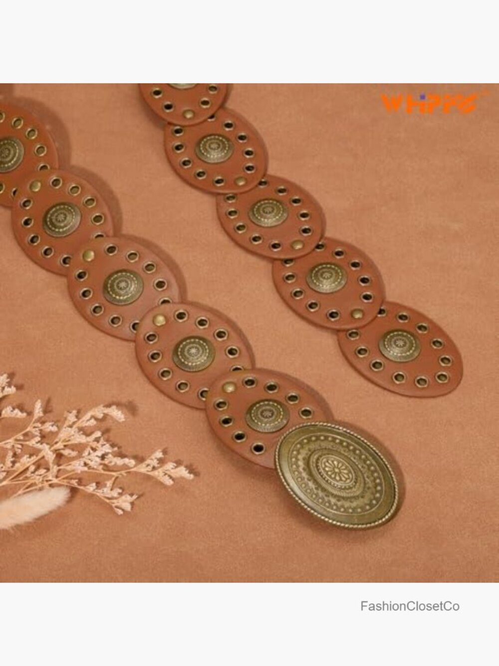 Women Disc Concho PU Leather Vintage Western Cowgirl Belt - Picture 3 of 7